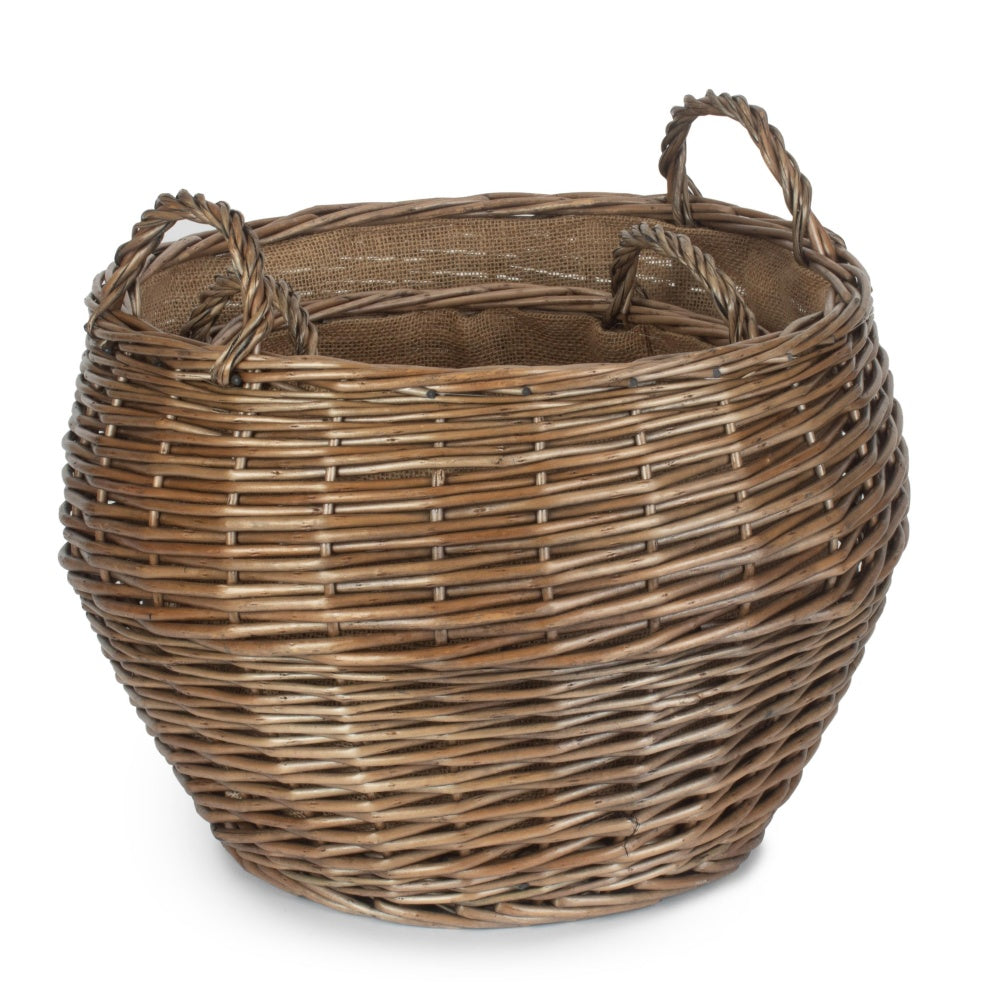 Antique Wash Stumpy Wicker Basket