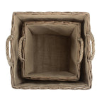 Antique Wash Square Hessian Lined Log Basket