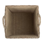 Antique Wash Square Hessian Lined Log Basket