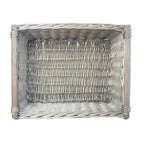 Red Hamper Grey Wash Wooden Handled Wicker Storage Basket