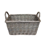 Red Hamper Wicker Antique Wash Finish Handled Unlined Storage Basket