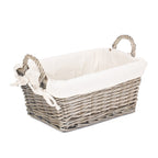 Red Hamper Antique Wash Wicker Handled Lined Storage Basket