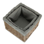 Red Hamper Small Square Antique Wash Grey Lined Storage Basket