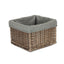 Red Hamper Small Square Antique Wash Grey Lined Storage Basket