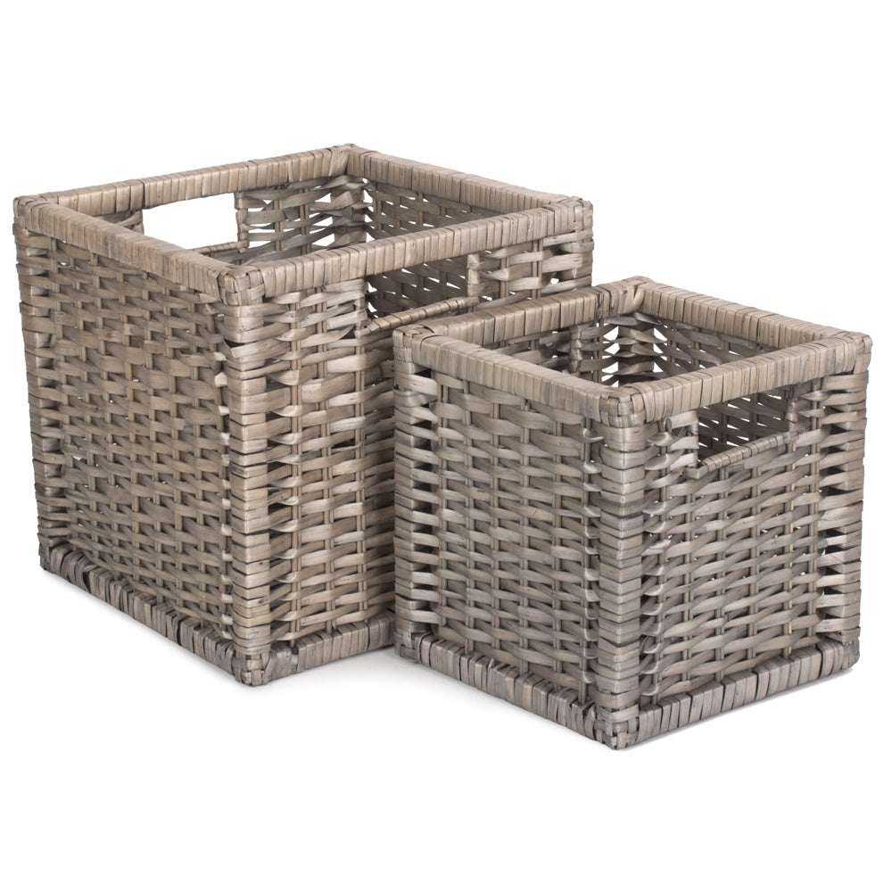 Red Hamper Wooden Framed Split Willow Storage Basket