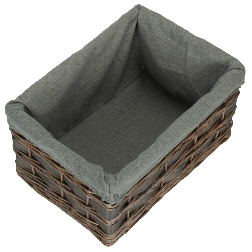 Red Hamper Grey Scandi Storage Basket With Grey Lining