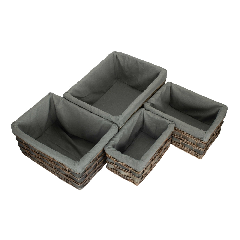 Red Hamper Grey Scandi Storage Basket With Grey Lining
