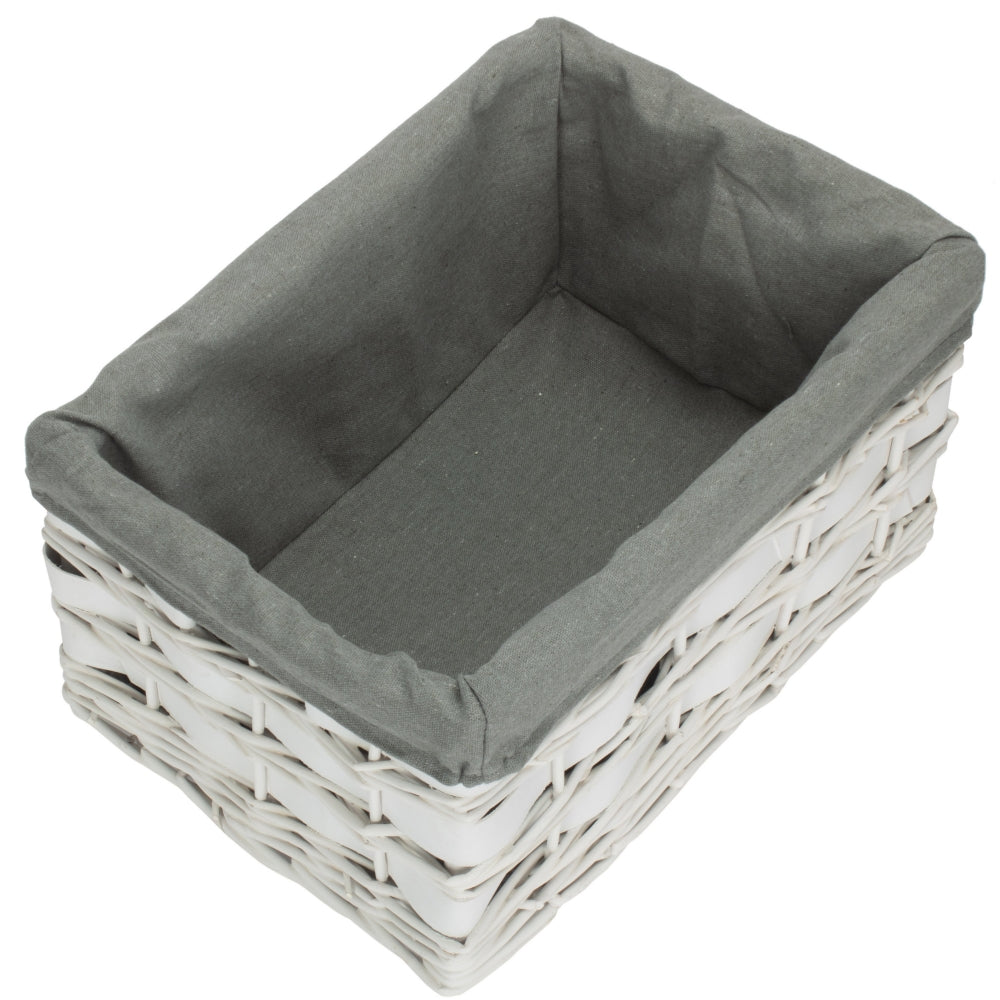Red Hamper White Grey LinedScandi Storage Basket With Grey Lining