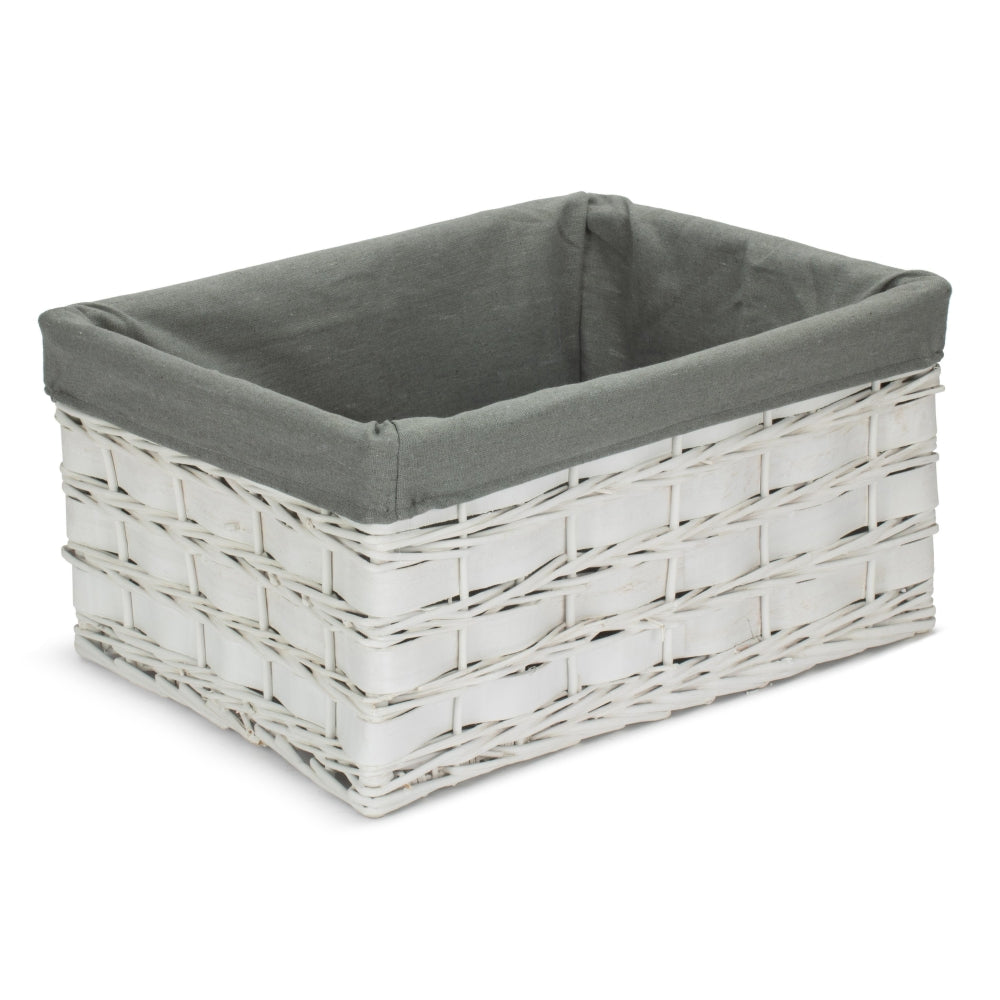 Red Hamper White Grey LinedScandi Storage Basket With Grey Lining