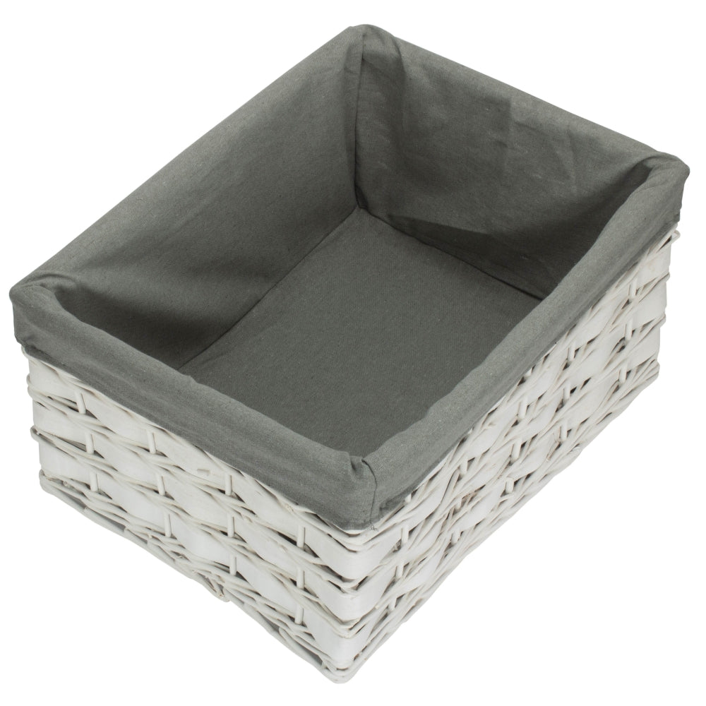 Red Hamper White Grey LinedScandi Storage Basket With Grey Lining