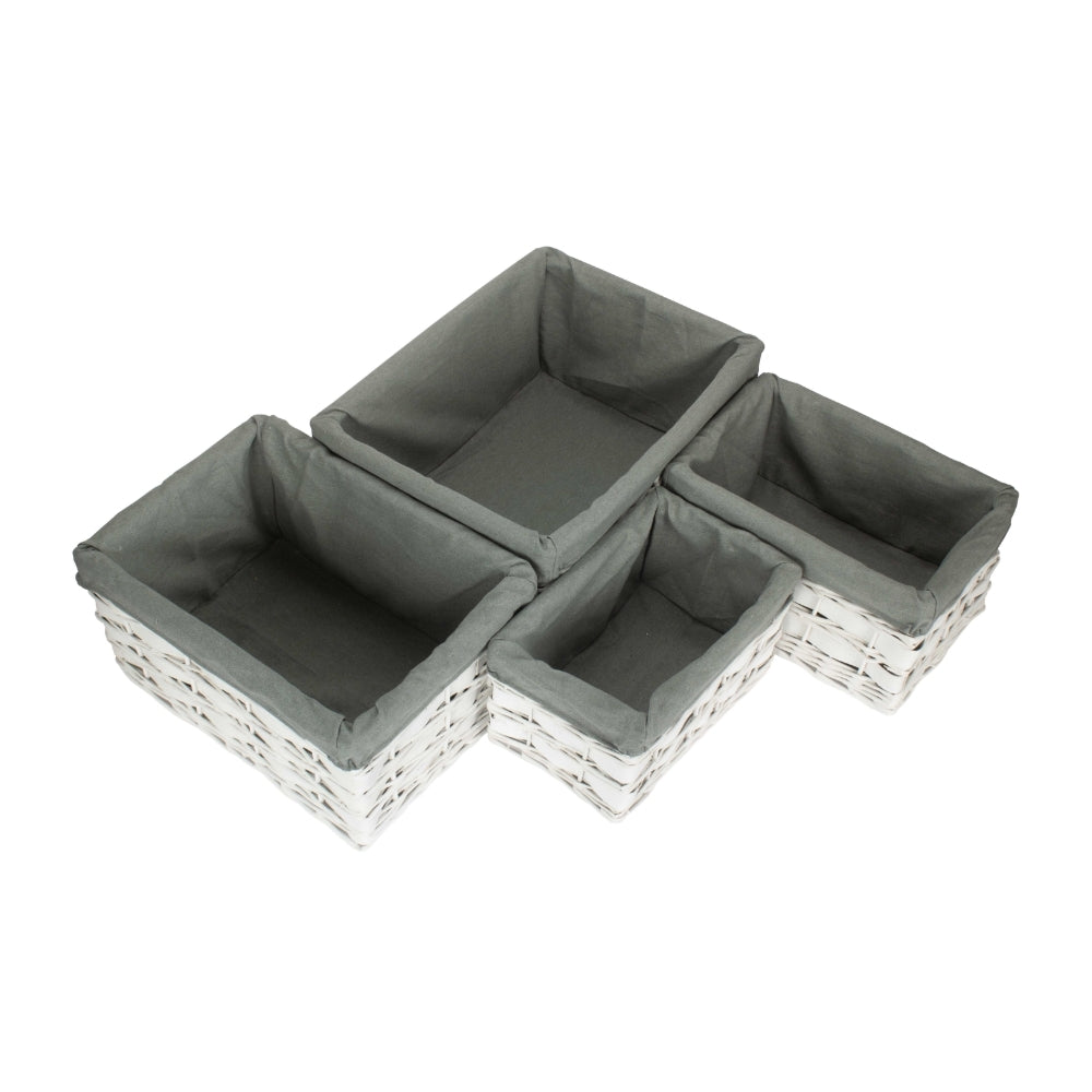 Red Hamper White Grey LinedScandi Storage Basket With Grey Lining