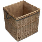 Red Hamper Antique Wash Square Storage Log Basket