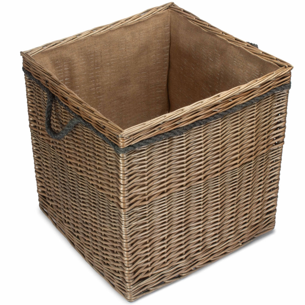 Red Hamper Antique Wash Square Storage Log Basket