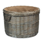 Red Hamper Antique Wash Round Storage Log Basket