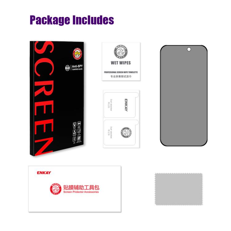 For iPhone 18 Pro ENKAY Hat-Prince 28 Degree Anti-peeping Tempered Glass Full Screen Film