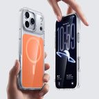 For iPhone 18 Pro Kalebol Transparent Magnetic MagSafe Skin Feel Phone Case(Orange)