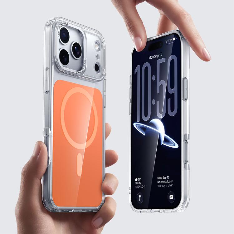 For iPhone 18 Pro Kalebol Transparent Magnetic MagSafe Skin Feel Phone Case(Orange)