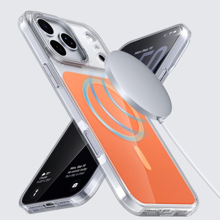 For iPhone 18 Pro Kalebol Transparent Magnetic MagSafe Skin Feel Phone Case(Orange)