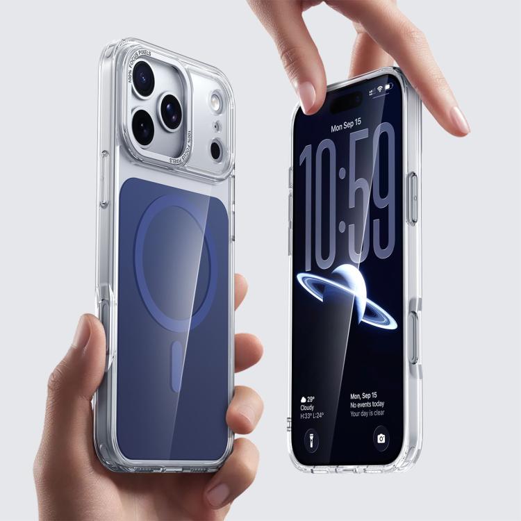 For iPhone 18 Pro Kalebol Transparent Magnetic MagSafe Skin Feel Phone Case(Blue)