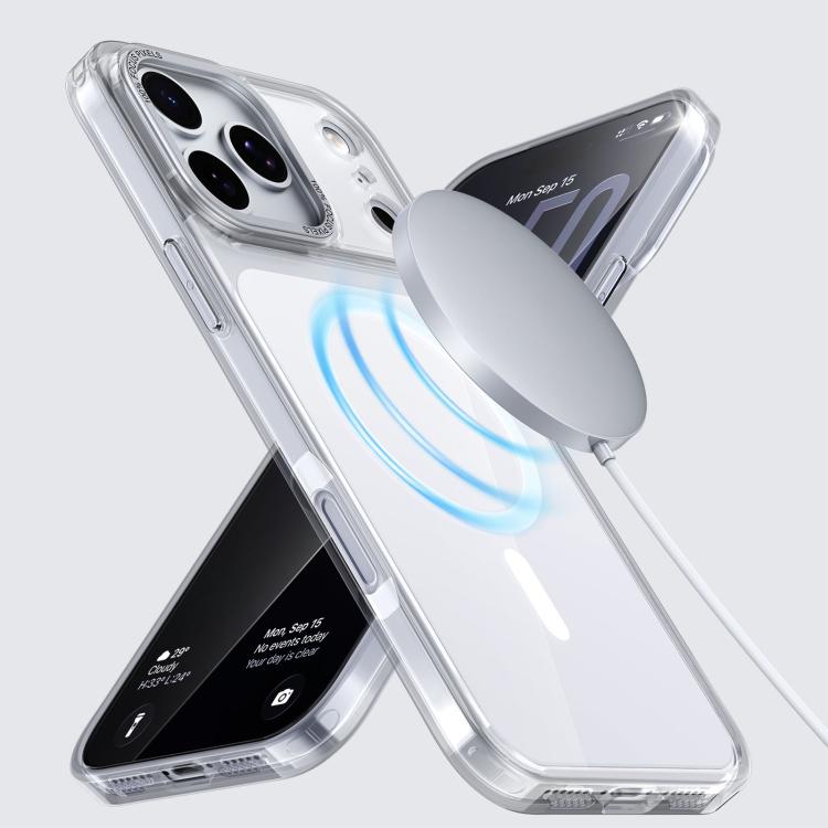 For iPhone 18 Pro Kalebol Transparent Magnetic MagSafe Skin Feel Phone Case(White)