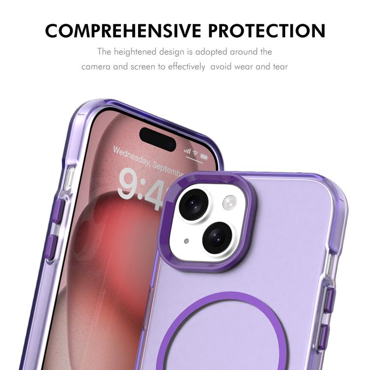 For iPhone 14 ENKAY Hat-Prince MagSafe Candy Color Phone Case with 9H Screen Film(Blue)