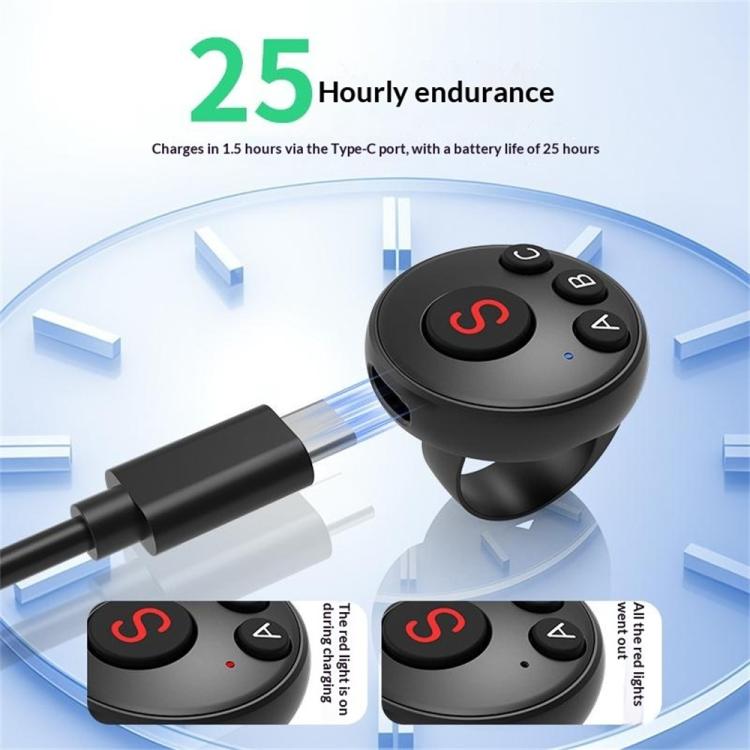 D11 BT Remote Control Ring Wearable Action Camera Controller For DJI Action, GoPro, Insta360 Action Cameras(Black)