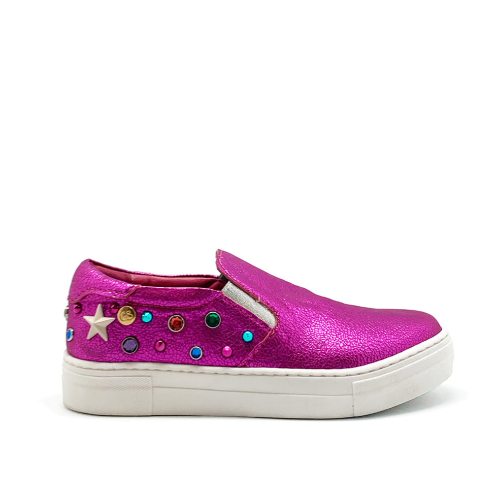 Scala Jewel- Fuchsia crack slip on sneaker