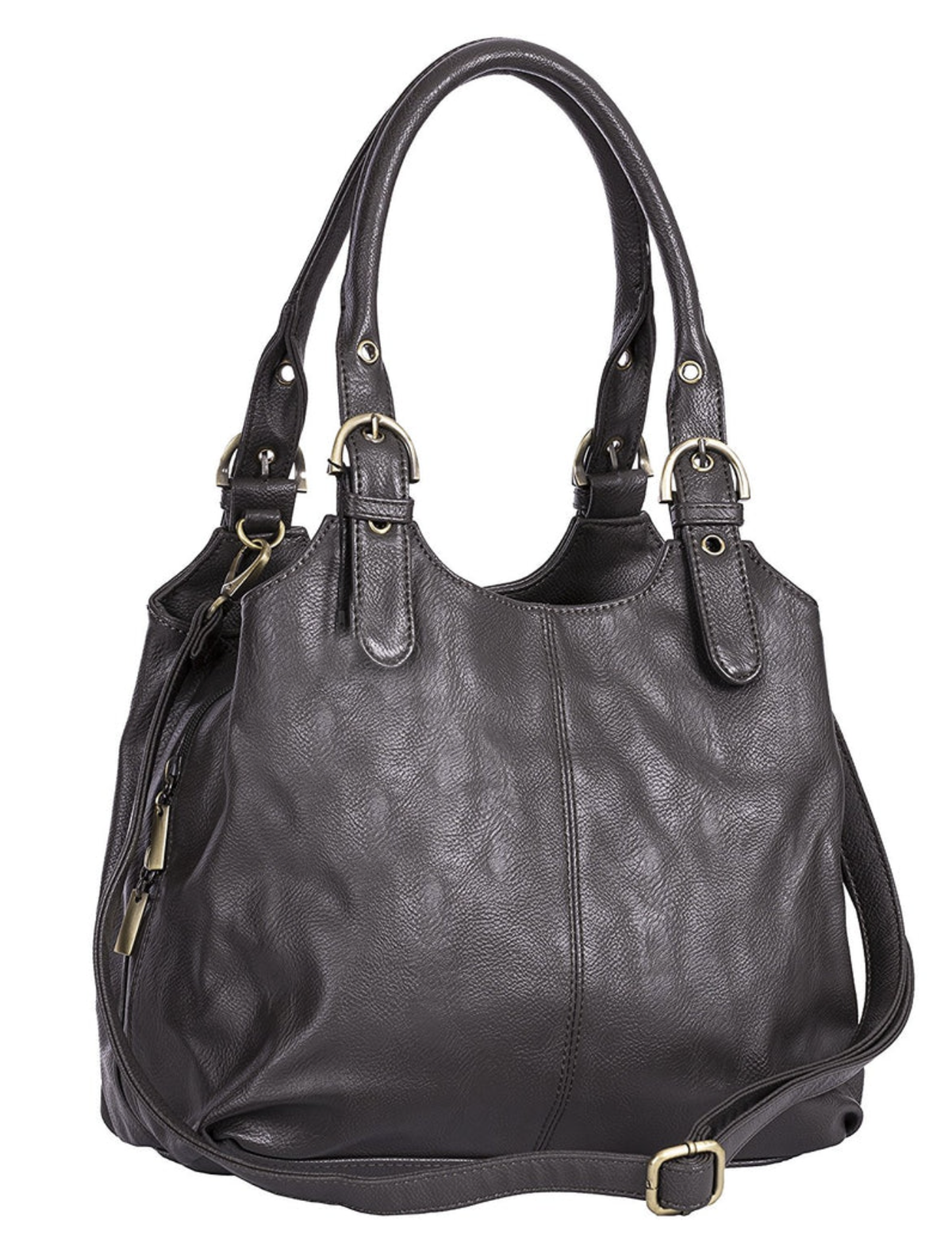 Vegan Leather Classic Mattea Soft Handbag - Dark Grey