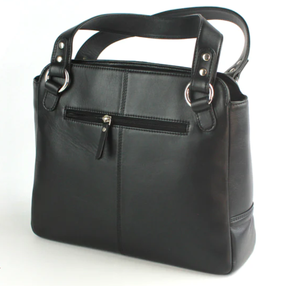 Genuine Soft Leather Handbag With Stitched Detailing Secondary image