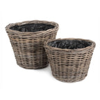 Red Hamper Tapered Rattan Round Planter with Plastic Lining