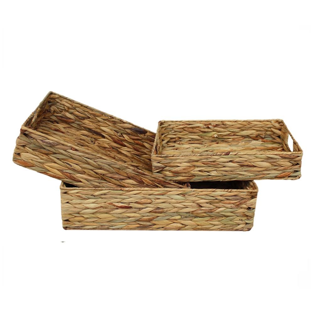 Red Hamper Water Hyacinth Shallow Rectangular Storage Basket Main image