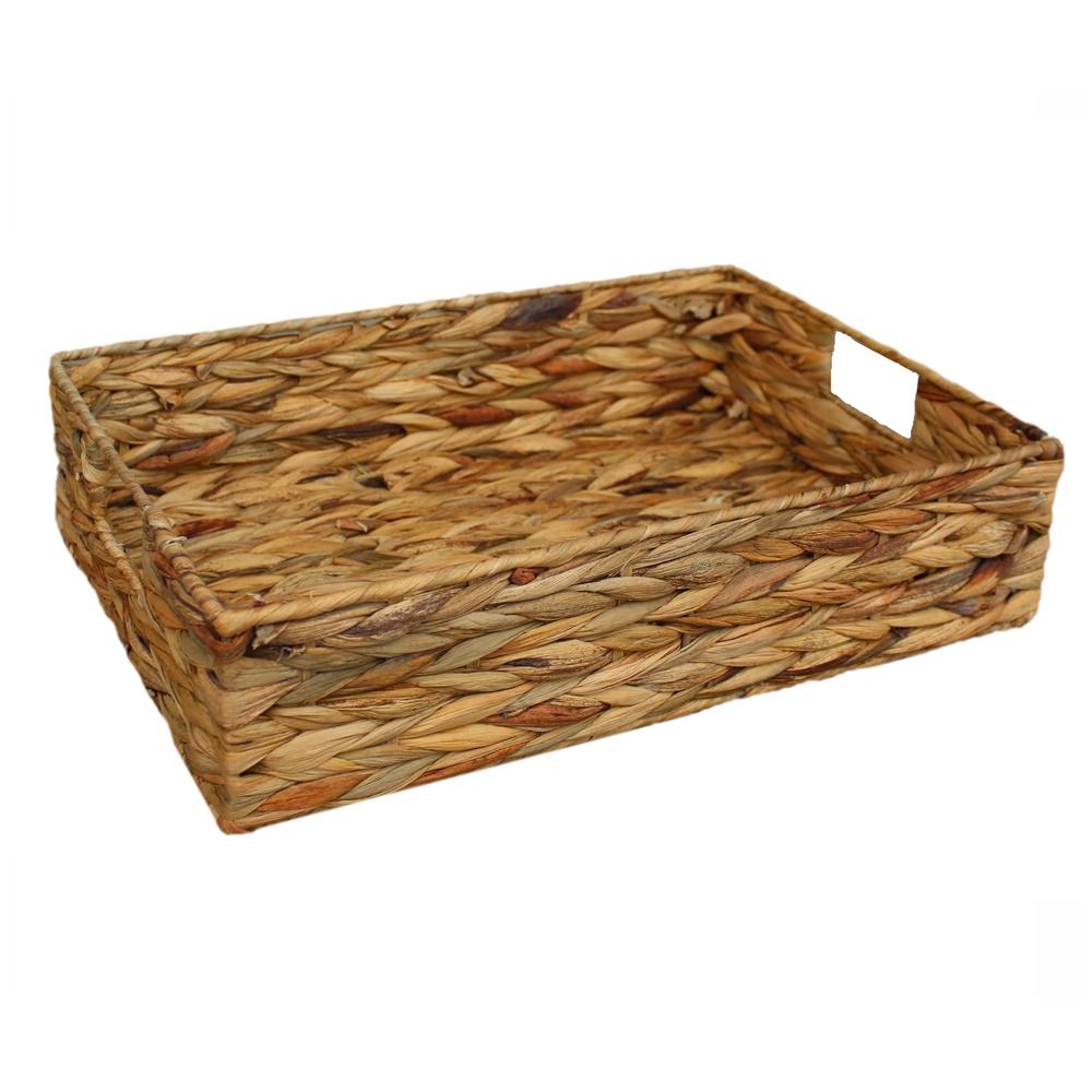 Water Hyacinth Shallow Rectangular Storage Basket Secondary image