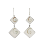 Sundari Jewellery Statement double square Shiva shell earrings set into sterling silver