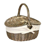 Red Hamper Small Antique Wash Double Lidded Oval Picnic Basket