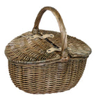 Red Hamper Small Antique Wash Double Lidded Oval Picnic Basket