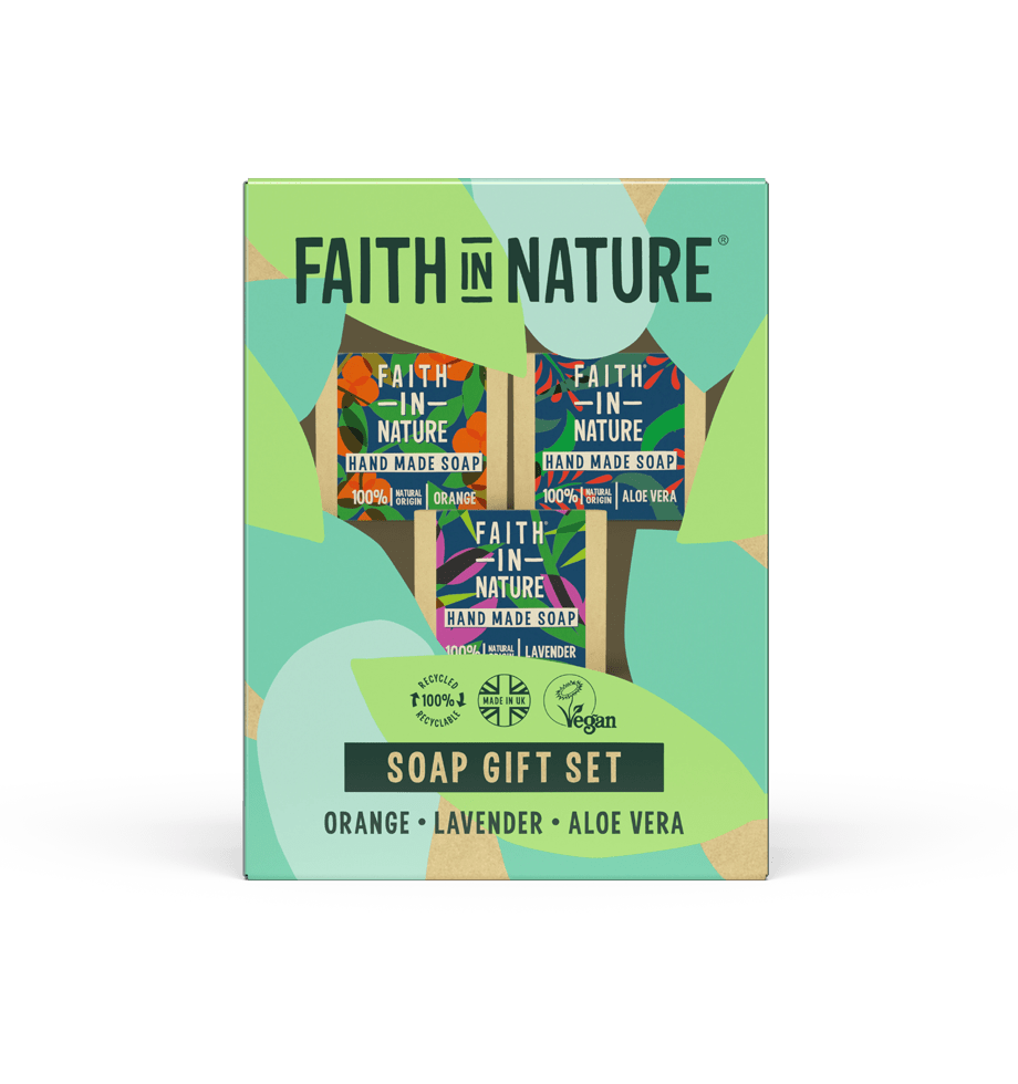 Faith in Nature Soap Gift Set - Orange, Lavender and Aloe Vera, 100g Main image