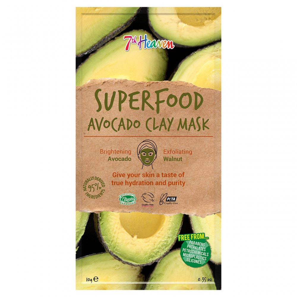 7th Heaven Superfood Avocado Clay Face Mask with Exfoliating Walnut and Hydrating Avocado for a Deep Pore Cleanse to Brighten Skin - Ideal for All Skin Types Main image