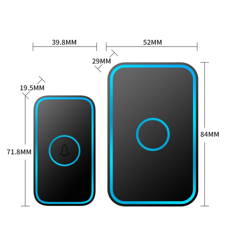 CACAZI A78 Long-Distance Wireless Doorbell Intelligent Remote Control Electronic Doorbell, Style:EU Plug(Elegant Black)
