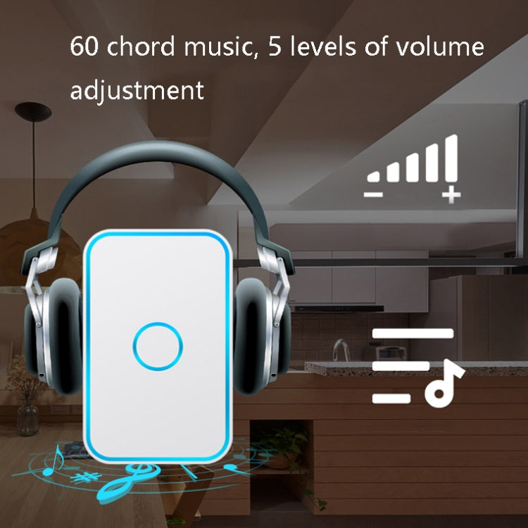 CACAZI A78 Long-Distance Wireless Doorbell Intelligent Remote Control Electronic Doorbell, Style:EU Plug(Elegant Black)