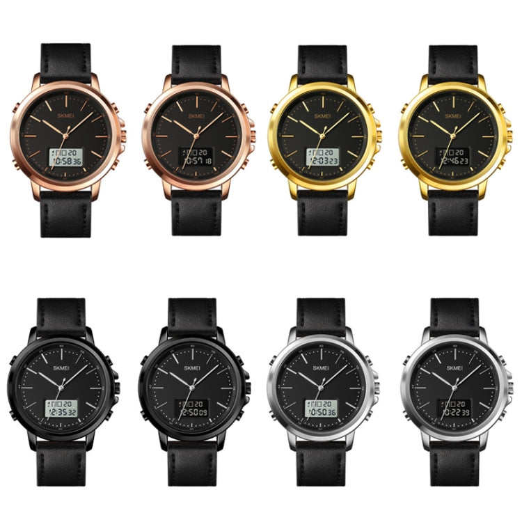 SKMEI 1652 Dual Movement Sports Leather Alloy Male Watch, Color: Silver Shell White Machine