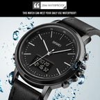 SKMEI 1652 Dual Movement Sports Leather Alloy Male Watch, Color: Silver Shell White Machine