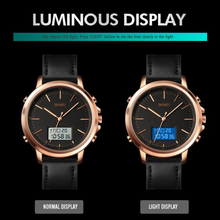 SKMEI 1652 Dual Movement Sports Leather Alloy Male Watch, Color: Silver Shell White Machine