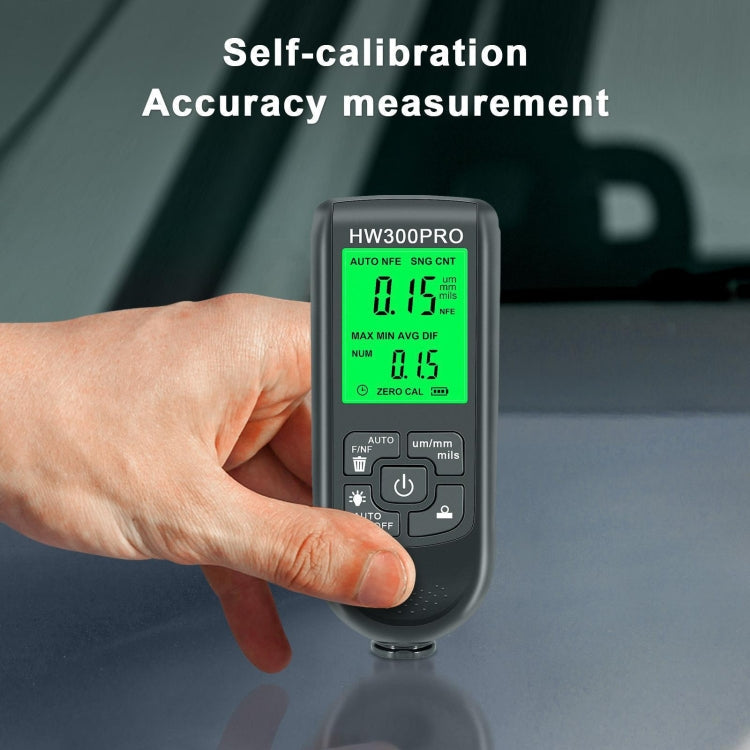 HW-300PRO High Precision Coating Paint Powder Layer Thickness Gauge Anti-slip Paint Film Gauge(Black)