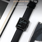 SKMEI Multi-function Letter Display Dial Square Men Electronic Watch, Color: Gold Leather Band