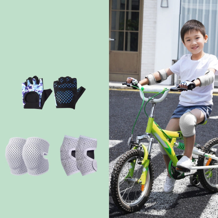 Nailekesi Kids Outdoor Sports Equipment Anti-fall Protective Gear, Color: Gray Purple 6 In 1(M)