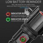 E-SMARTER W5197 emergency flashlight with seat belt cutter and window hammer, aluminum alloy, multiple light modes, Type-C charging port.