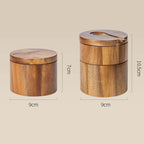 1 Layer Single Grid Wooden Salt Jar Storage Box Seasoning Jar With Lid And Spoon