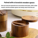 1 Layer Single Grid Wooden Salt Jar Storage Box Seasoning Jar With Lid And Spoon