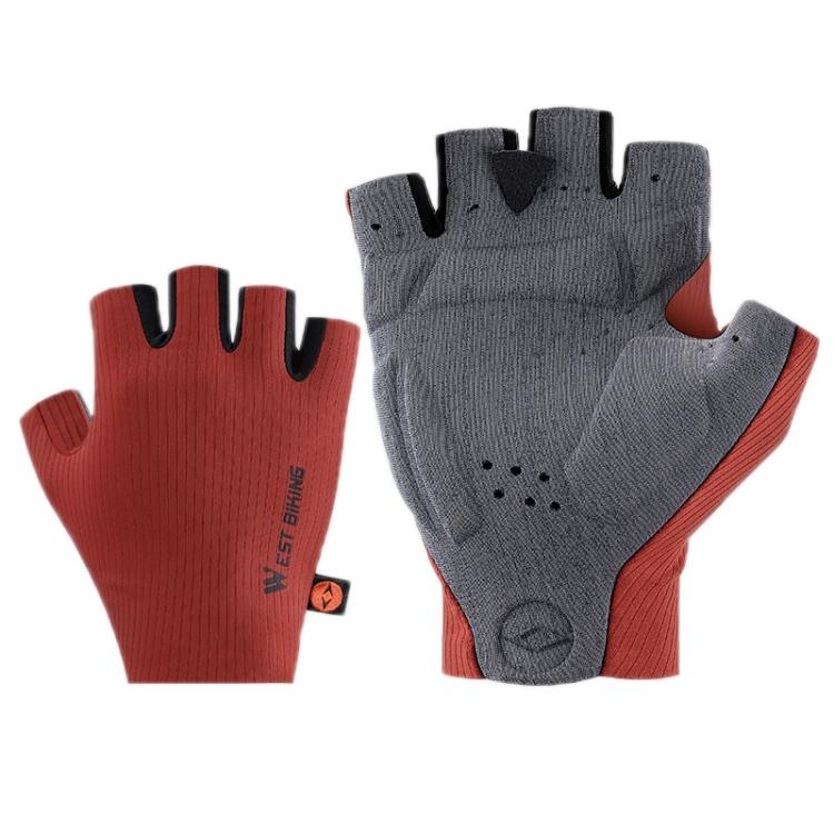 WEST BIKING Cushioned Breathable Non-slip Cycling Training Gloves, Size: L(Red)