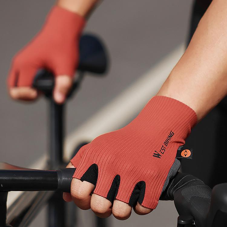 WEST BIKING Cushioned Breathable Non-slip Cycling Training Gloves, Size: L(Red)